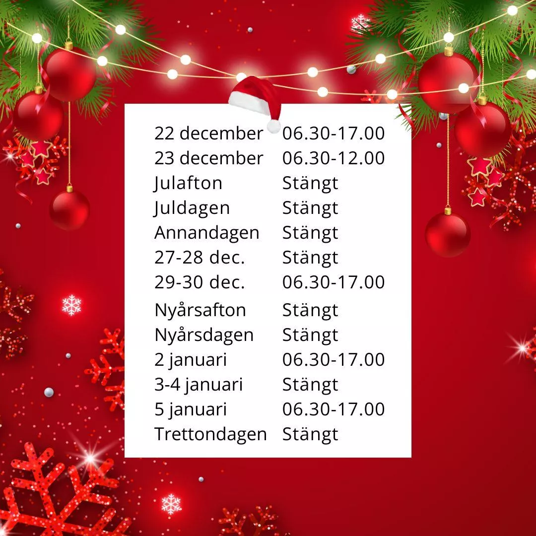 Öppettider under jul & nyår