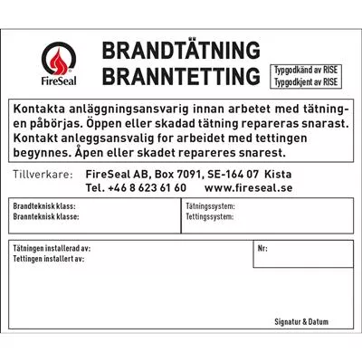 Brandtätningsetikett - 003612670