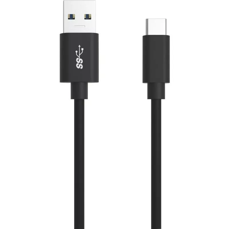 LADDKABEL USB A USB C SVART 1,2M