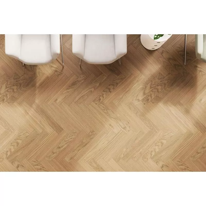 Härdat trägolv fiskben ek