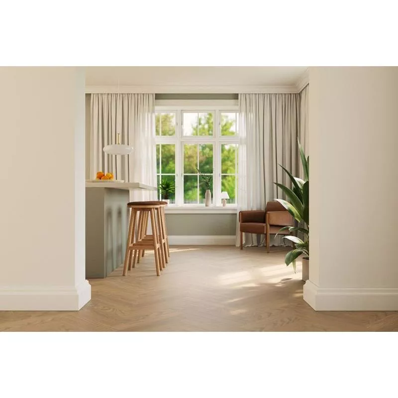 Härdat trägolv fiskben ek