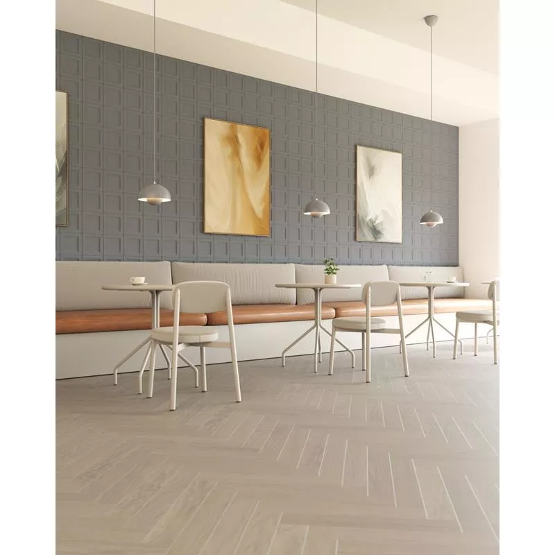 Härdat trägolv fiskben ek