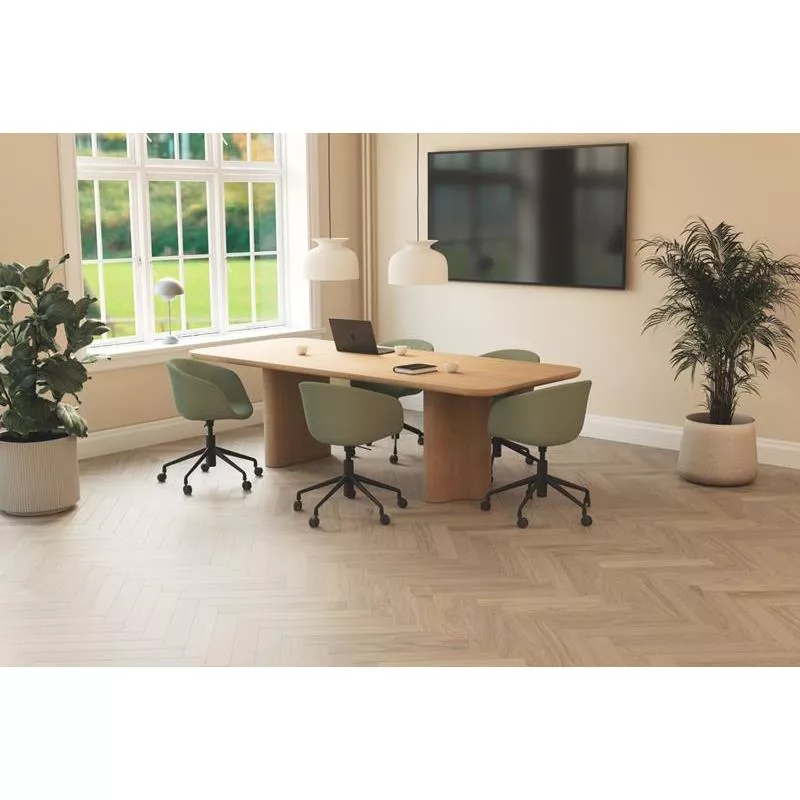 Härdat trägolv fiskben ek