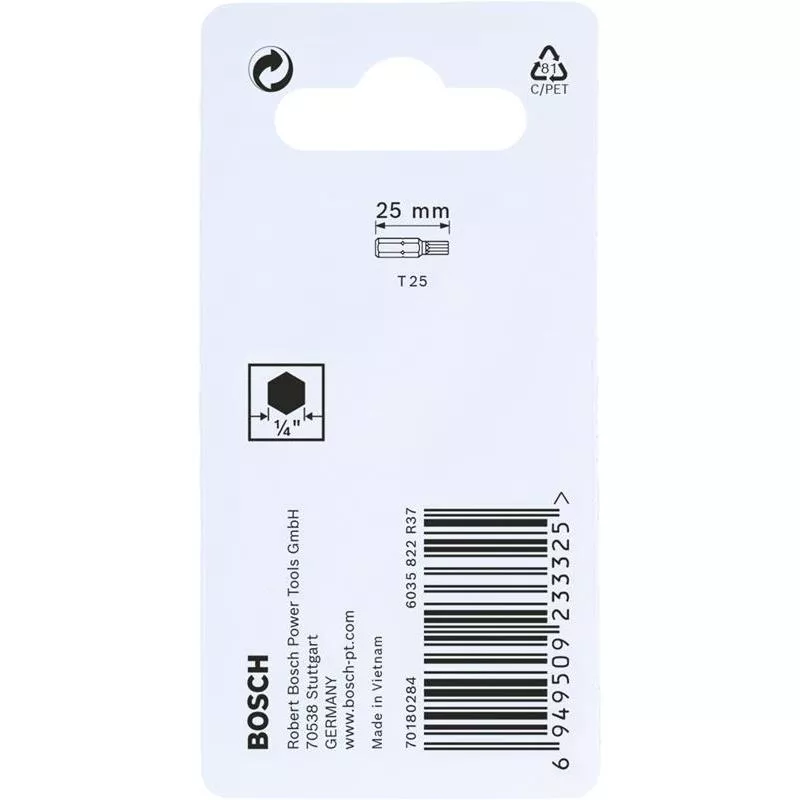 BITS T25 IMPACT 25MM 2ST