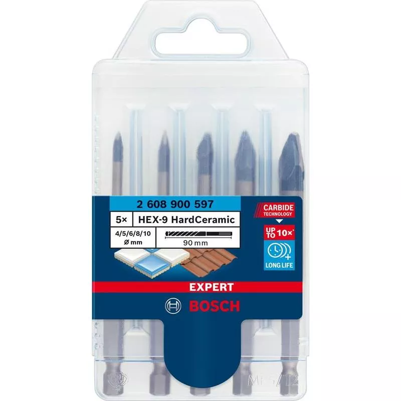 BORRSET HEX HARDCERAMIC 4-10MM 5ST