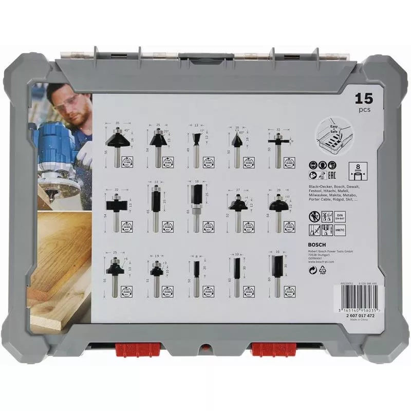 FRÄSSTÅLSET HM MIXED 8MM 15ST