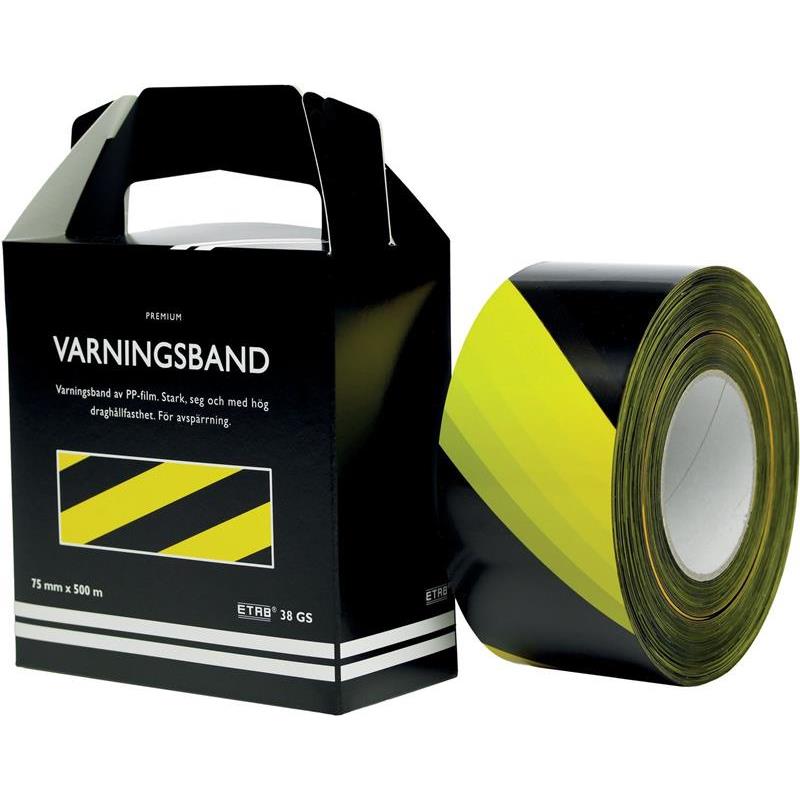 AVSPÄRRNINGSBAND GUL/SVART 500M