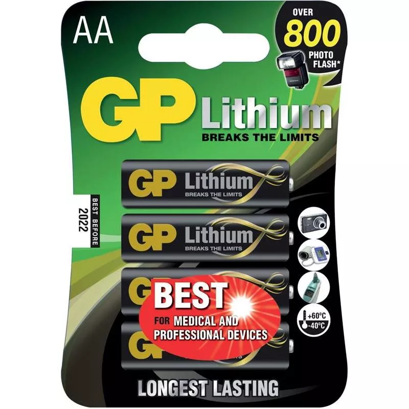 BATTERI LITHIUM LR6/AA GP 1,5V 4ST