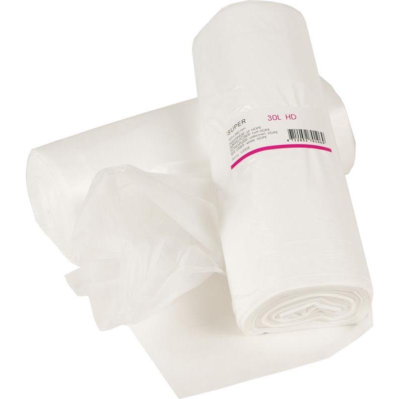 AVFALLSPÅSE PLAST HDPE VIT 0,009MM