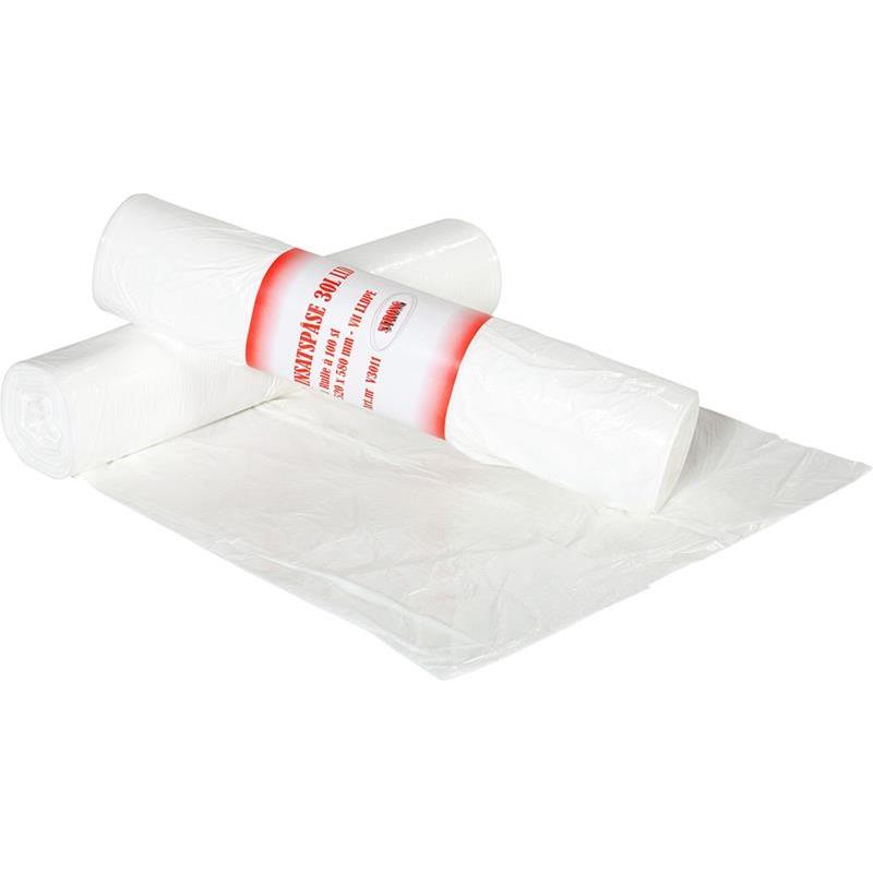 AVFALLSPÅSE PLAST LLDPE VIT 0,012MM