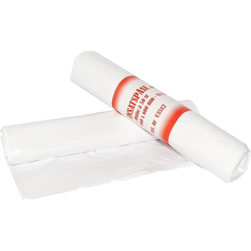 AVFALLSPÅSE PLAST LLDPE VIT 0,025MM