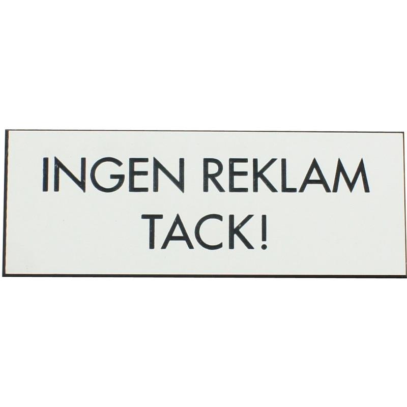 SKYLT MILLERS INGEN REKLAM VIT