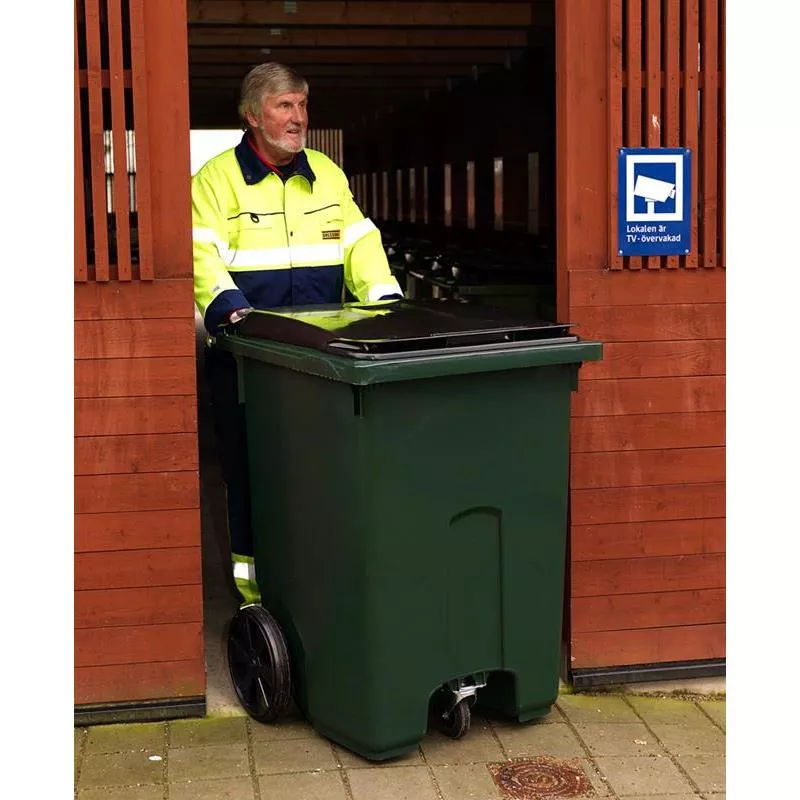 SOPKÄRL MED HJUL MÖRKGRÖN 370L