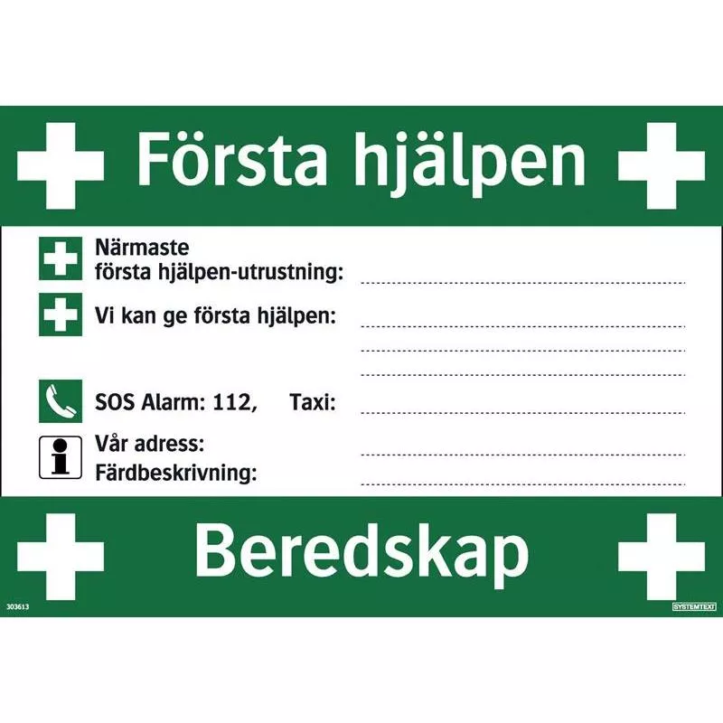 SKYLT FÖRSTA HJÄLPEN PL