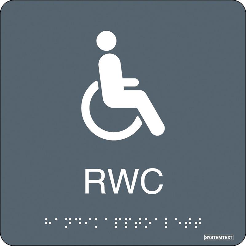 SKYLT TAKTIL RWC GRÅ PL