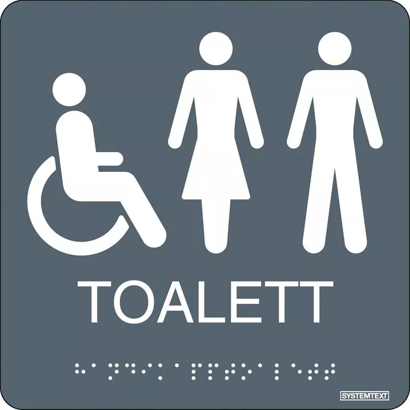 SKYLT TAKTIL TOALETT GRÅ PL