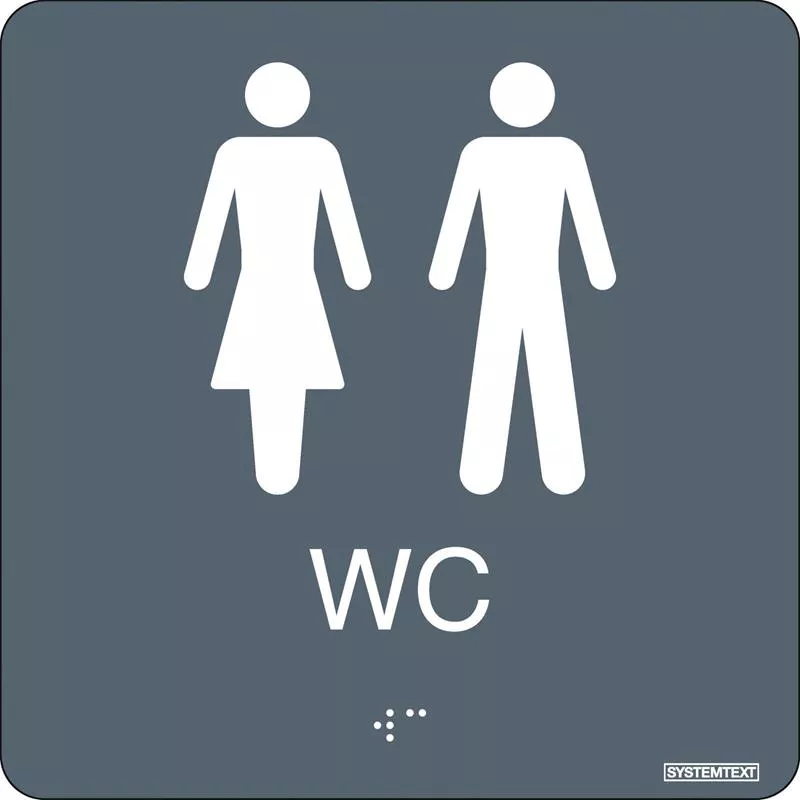 SKYLT TAKTIL WC DAM/HERR GRÅ